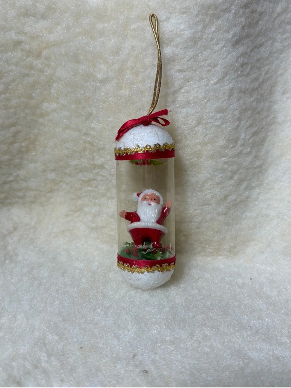Vintage Diorama Festive Red Santa Capsule Ornament - Holiday Home Decor